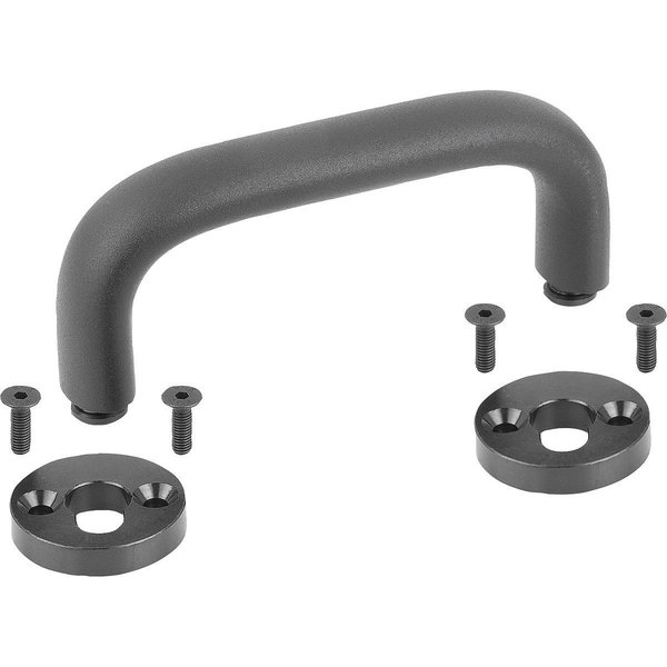 Kipp Pull Handle Oval, Removable A=128, L=163, D=M05X16, H=58, Aluminum Black Comp:Steel, Black Oxidized K0204.12812001